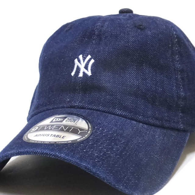 NEW ERA ニューエラ カーブバイザーキャップ 9TWENTY クロスストラップ ニューヨーク・ヤンキース ミニロゴ ウォッシュドデニム × ホワイト 11914536