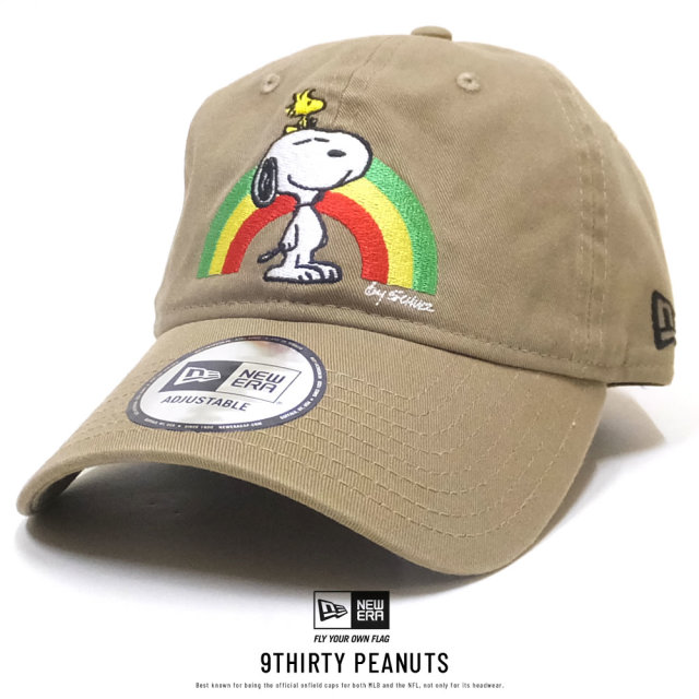 NEW ERA ニューエラ カーブバイザーキャップ 9THIRTY PEANUTS スヌーピー レインボー カーキ 11914638
