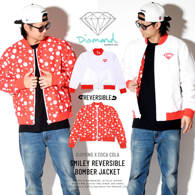 DIAMOND SUPPLY CO ダイヤモンドサプライ リバーシブルボマージャケット コカ・コーラ SMILEY REVERSIBLE BOMBER JACKET A19DMTC061S