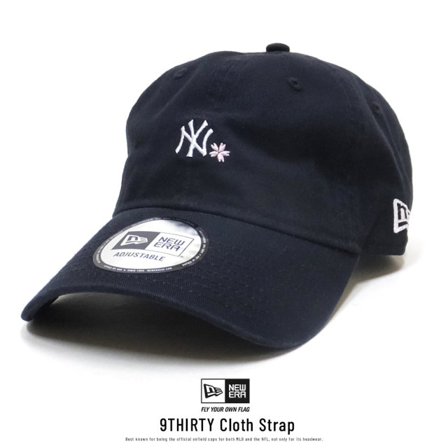 NEW ERA ニューエラ カーブバイザーキャップ 9THIRTY クロスストラップ 桜 ニューヨーク・ヤンキース ネイビー × ホワイト 12018991
