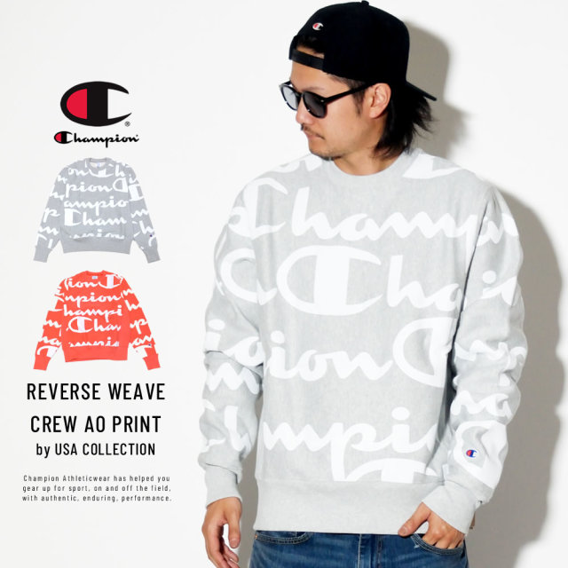 チャンピオン Champion トレーナー メンズ スウェット 裏起毛 総柄 Usaモデル 12oz リバースウィーブ クルー S2973 メンズ カジュアルファッション通販deep