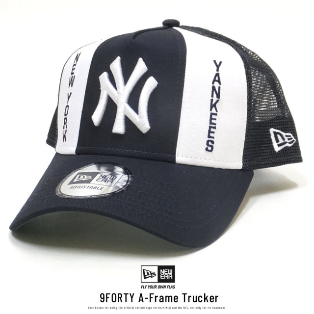 NEW ERA ニューエラ カーブバイザーキャップ 9FORTY A-Frame トラッカー フロントカスタム ニューヨーク・ヤンキース ネイビー × スノーホワイト 11899189