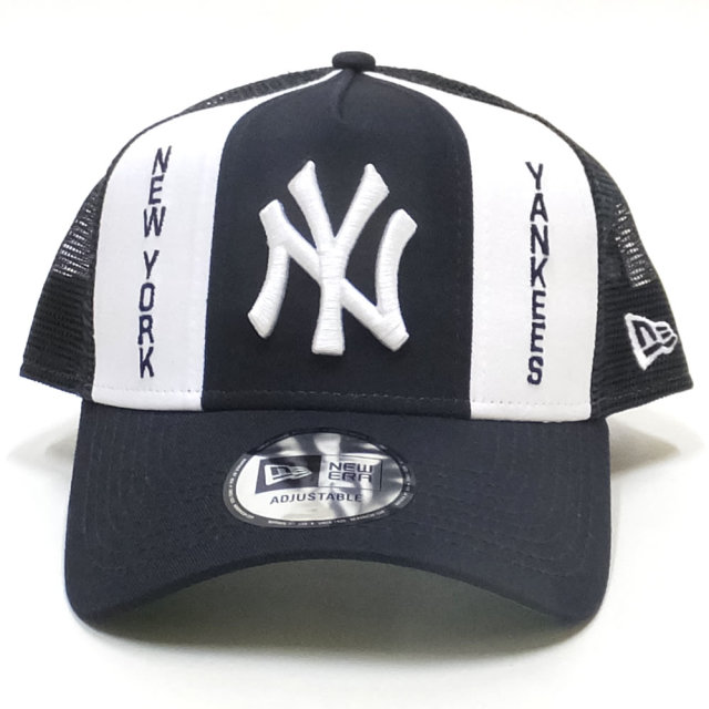 NEW ERA ニューエラ カーブバイザーキャップ 9FORTY A-Frame トラッカー フロントカスタム ニューヨーク・ヤンキース ネイビー × スノーホワイト 11899189