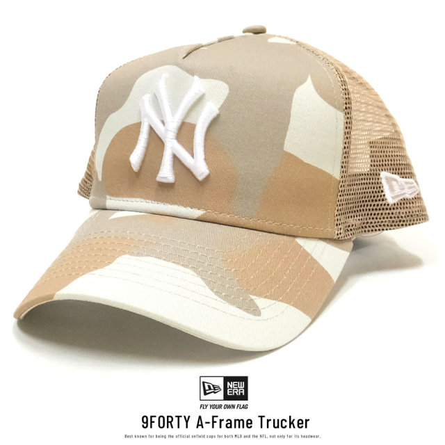 NEW ERA ニューエラ カーブバイザーキャップ 9FORTY A-Frame トラッカー ニューヨーク・ヤンキース ウッドランドカモ ストーン × スノーホワイト ストーンアンダーバイザー 11899209
