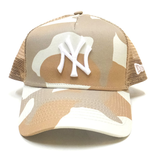 NEW ERA ニューエラ カーブバイザーキャップ 9FORTY A-Frame トラッカー ニューヨーク・ヤンキース ウッドランドカモ ストーン × スノーホワイト ストーンアンダーバイザー 11899209