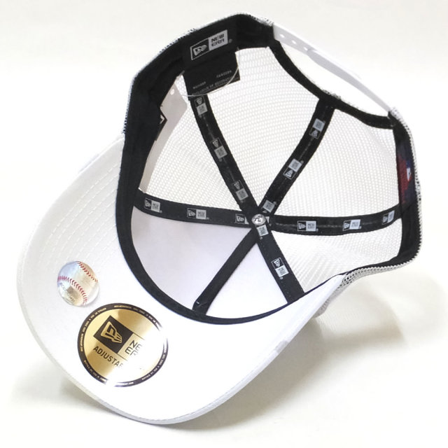 NEW ERA ニューエラ カーブバイザーキャップ 9FORTY A-Frame トラッカー ニューヨーク・ヤンキース ウッドランドカモ ブルー × スノーホワイト ホワイトアンダーバイザー 11899210