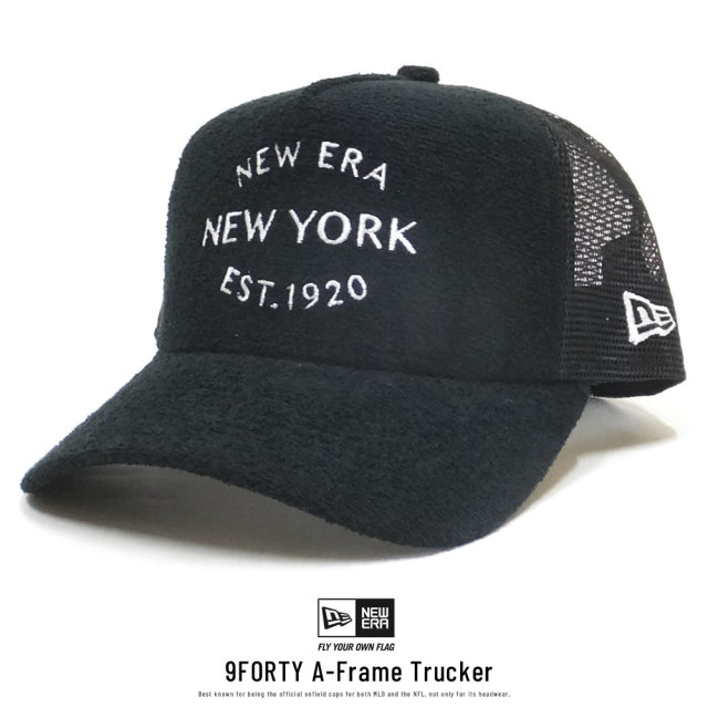 NEW ERA ニューエラ カーブバイザーキャップ 9FORTY A-Frame トラッカー ニューエラ ニューヨーク 1920 パイル ブラック × スノーホワイト 11899216