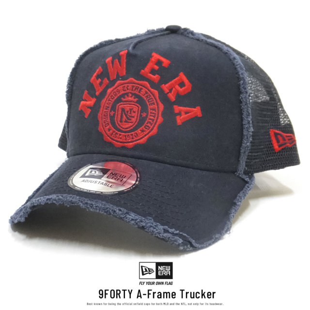 NEW ERA ニューエラ カーブバイザーキャップ 9FORTY A-Frame トラッカー カレッジ ネイビー × ラディアントレッド 11899229