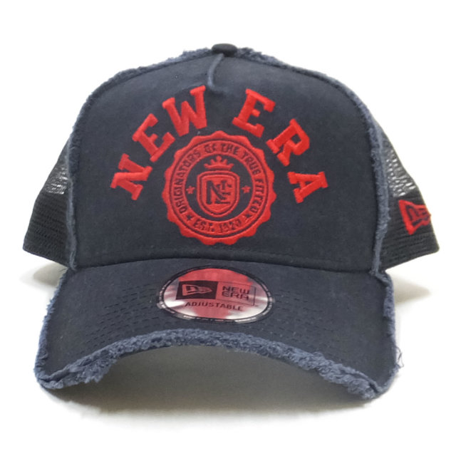 NEW ERA ニューエラ カーブバイザーキャップ 9FORTY A-Frame トラッカー カレッジ ネイビー × ラディアントレッド 11899229