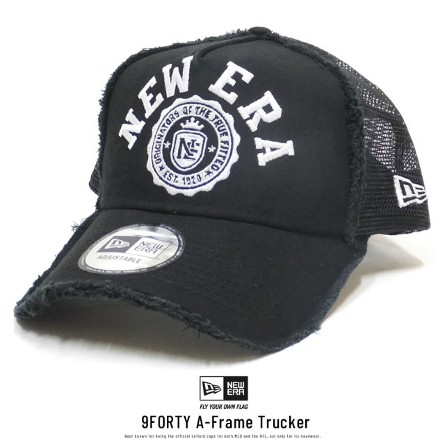 NEW ERA ニューエラ カーブバイザーキャップ 9FORTY A-Frame トラッカー カレッジ ブラック × スノーホワイト 11899231