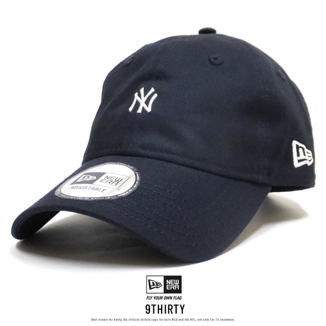 NEW ERA ニューエラ カーブバイザーキャップ 9THIRTY クロスストラップ ノンウォッシュ コットン ツイル ニューヨーク・ヤンキース ネイビー × スノーホワイト 11899253