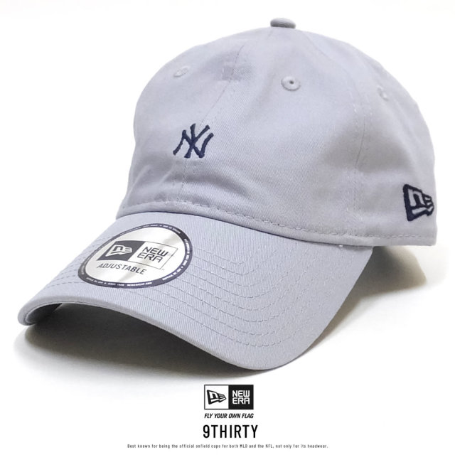 NEW ERA ニューエラ カーブバイザーキャップ 9THIRTY クロスストラップ ノンウォッシュ コットン ツイル ニューヨーク・ヤンキース グレー × ミッドナイトネイビー 11899254