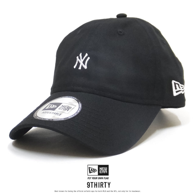 NEW ERA ニューエラ カーブバイザーキャップ 9THIRTY クロスストラップ ノンウォッシュ コットン ツイル ニューヨーク・ヤンキース ブラック × スノーホワイト 11899255
