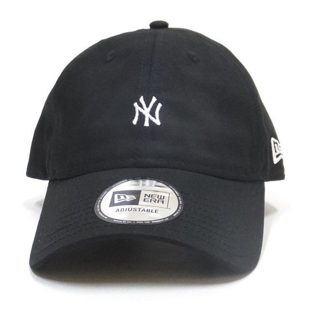 NEW ERA ニューエラ カーブバイザーキャップ 9THIRTY クロスストラップ ノンウォッシュ コットン ツイル ニューヨーク・ヤンキース ブラック × スノーホワイト 11899255