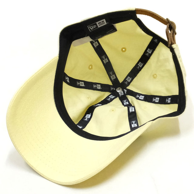 NEW ERA ニューエラ カーブバイザーキャップ 9THIRTY レザーストラップ ベーシック ウォッシャー ライトイエロー ホワイトフラッグ 11899266