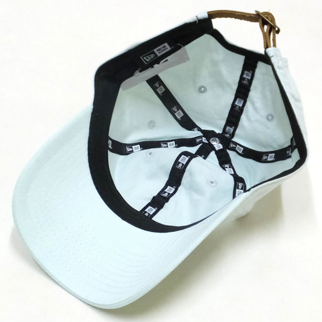 NEW ERA ニューエラ カーブバイザーキャップ 9THIRTY レザーストラップ ベーシック ウォッシャー ライトブルー ホワイトフラッグ 11899267