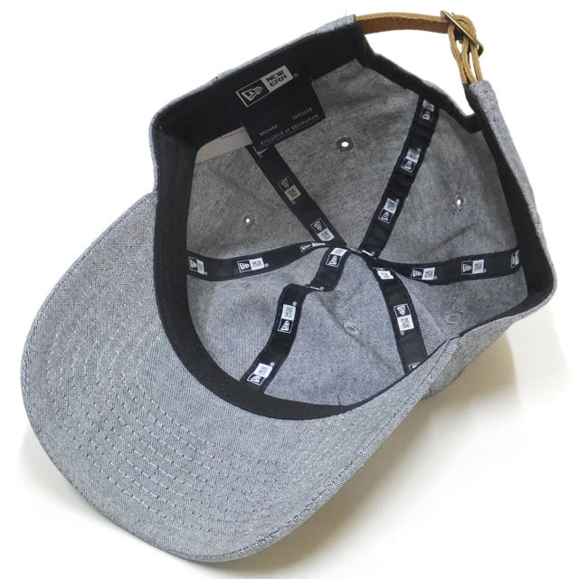 NEW ERA ニューエラ カーブバイザーキャップ 9THIRTY レザーストラップ ベーシック オックスフォード ウォッシャー ブラック ホワイトフラッグ 11899268