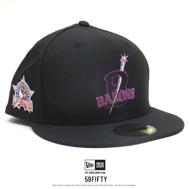 NEW ERA ニューエラ フラットバイザーキャップ 59FIFTY ニグロリーグ バーミンガム・ブラックバロンズ ブラック × チームカラー 11899314