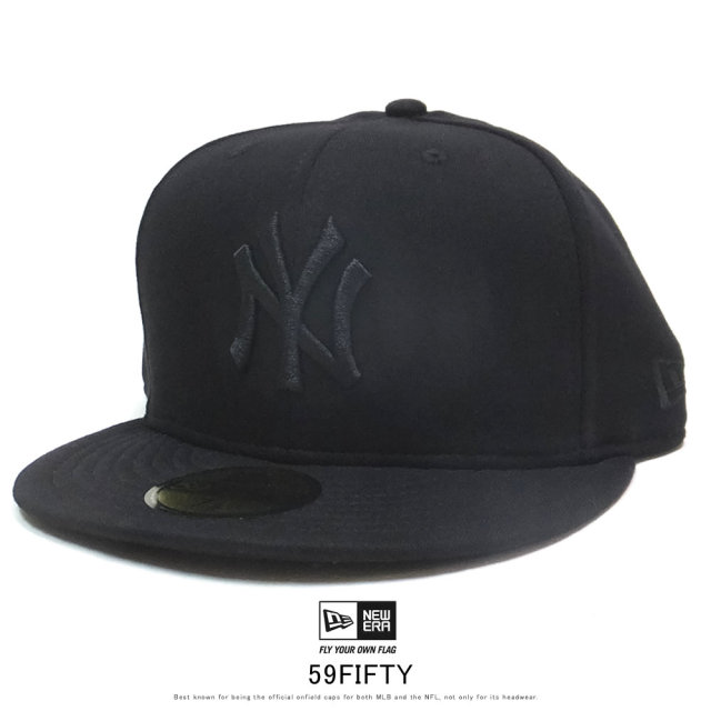 NEW ERA ニューエラ フラットバイザーキャップ 59FIFTY スウェット ニューヨーク・ヤンキース ブラック × ブラック 12109080