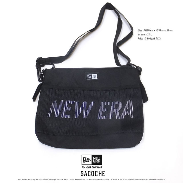 NEW ERA ニューエラ サコッシュ プリントロゴ ブラック × ホワイト 11901491