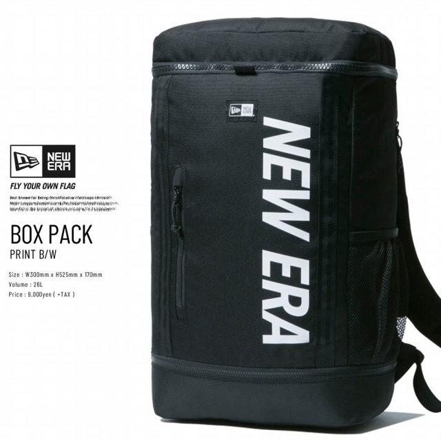 New Era (ニューエラ) バックパック BOX PACK 32L プリントロゴ ブラック×ホワイト (11901528)