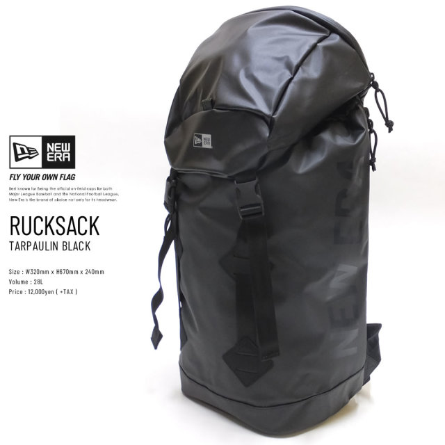 NEW ERA (ニューエラ) バックパック RUCKSACK 35L 防水 プリントロゴ ブラックターポリン×ブラック (11901935)