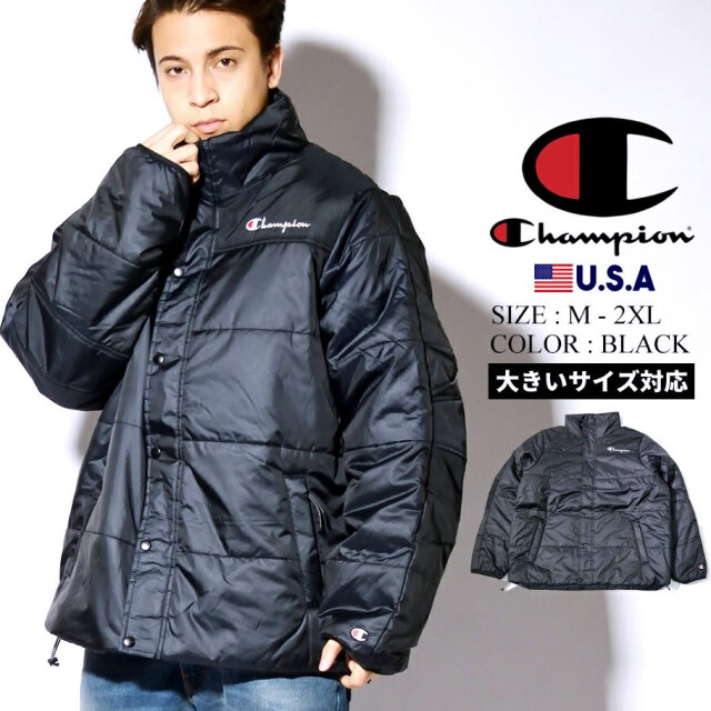 チャンピオン Champion 中綿ダウンジャケット メンズ 軽量 撥水加工 Usaモデル パファージャケット With パッカブルフード S7479 ファッション メンズ カジュアル ストリート系 B系ファッション 通販