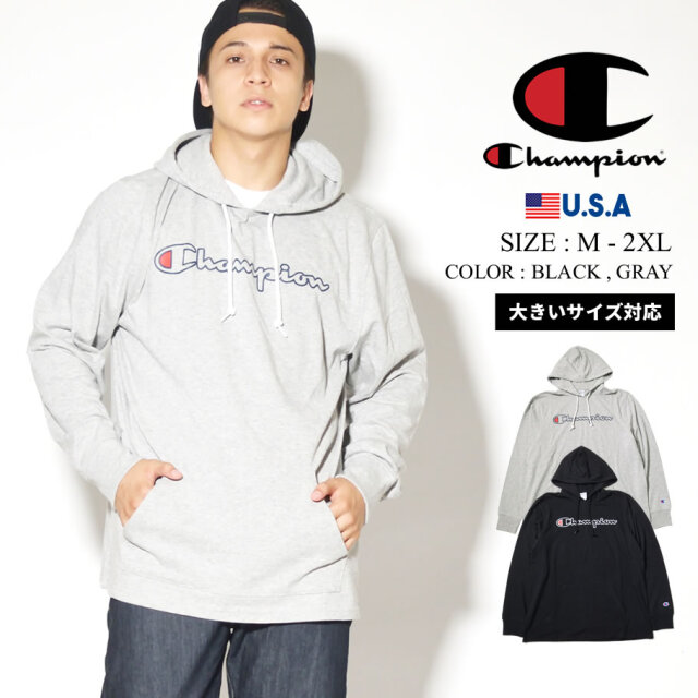 Champion チャンピオン フード付き ロンt 長袖 Tシャツ メンズ 大きいサイズ ロゴ Middleweights Jersey Graphic Et メンズカジュアルファッション通販deep