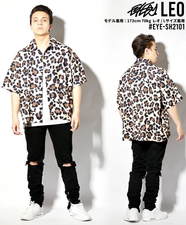 Eyedy アイディー レオパード柄シャツ メンズ 半袖 カジュアルシャツ 夏 オーバーサイズ ビッグシルエット ストリート ルード系 ブランド Eye Sh2101 ファッション メンズ カジュアル ストリート系 B系ファッション 通販