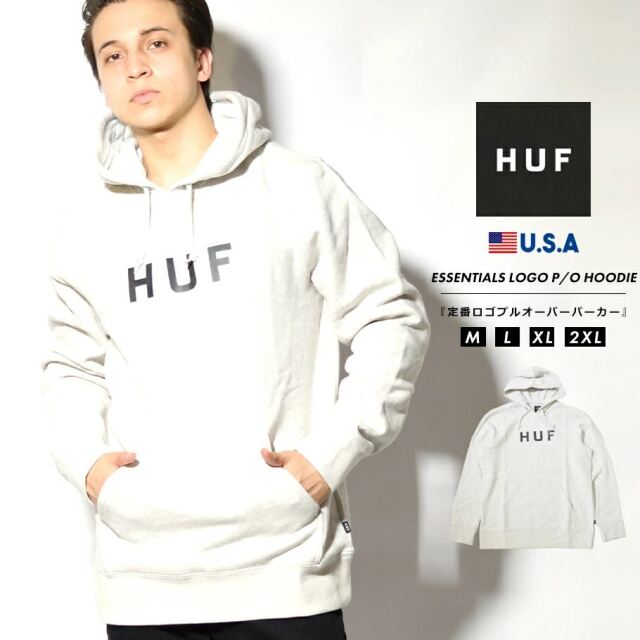 Huf ハフ パーカー メンズ スウェット プルオーバー 裏起毛 ブランド Usaモデル Essentials Og Logo P O Hoodie Pf ライトグレー ファッション メンズ カジュアル ストリート系 B系ファッション 通販