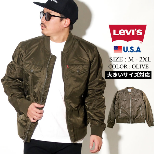 LEVIS (リーバイス) ボンバージャケット ミリタリー オリーブ FLIGHT SATIN 2 PKT TRUCKER BOMBER (LMBRN225)