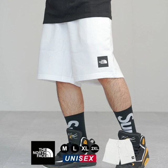 THE NORTH FACE ザ・ノースフェイス ハーフパンツ メンズ スウェット ショートパンツ 裏起毛 BOX NSE SHORTS ホワイト nfdt022