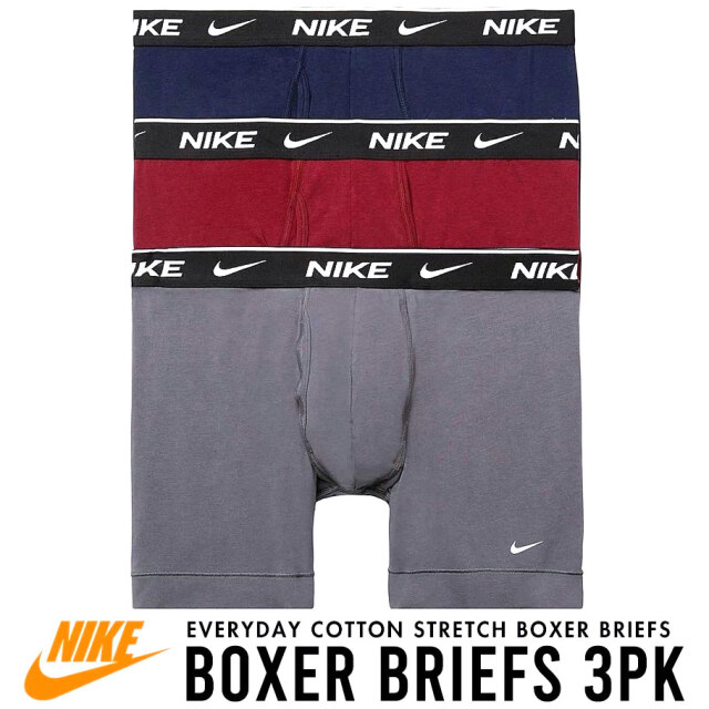 Nike ナイキ ボクサーパンツ メンズ アンダーウェア 下着 3枚組 白 黒 灰 Usaモデル Everyday Cotton Stretch Boxer Briefs 3 Pack Ke1107 ファッション メンズ カジュアル ストリート系 B系ファッション 通販