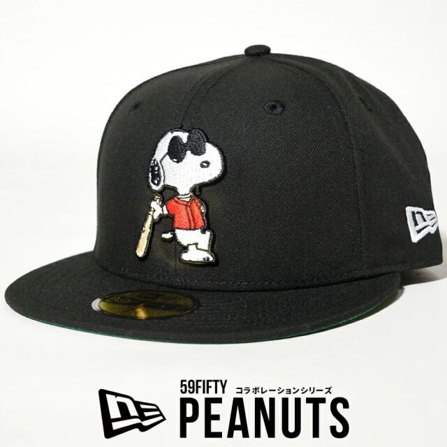 ニューエラ キャップ 帽子 メンズ コラボ NEW ERA 59FIFTY PEANUTS ピーナッツ スヌーピー ジョー・クール ブラック 12653873