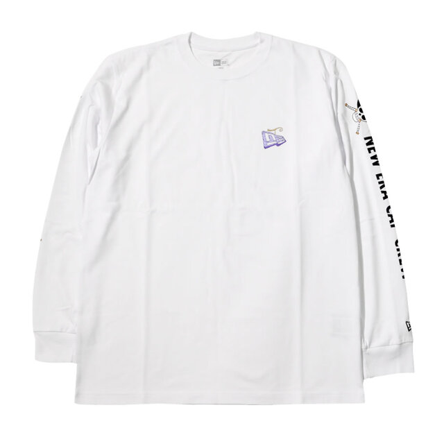 New Era ニューエラ 長袖 コットン Tシャツ One Piece ワンピース 悪魔の実 フラッグロゴ New Era Cap Crew ホワイト ファッション メンズ カジュアル ストリート系 B系ファッション 通販