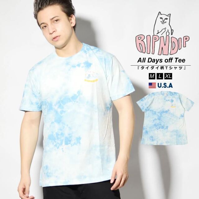 Ripndip リップンディップ Tシャツ メンズ 半袖 タイダイ柄 猫 ネコ ブランド Usaモデル All Days Off Tee Rnd4965 ファッション メンズ カジュアル ストリート系 B系ファッション 通販