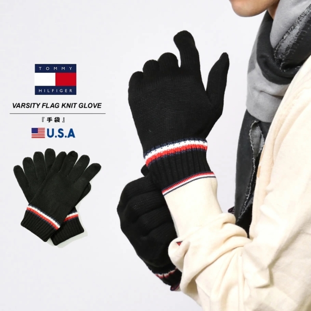 トミーヒルフィガー Tommy Hilfiger 手袋 ニット グローブ Varsity Flag Knit Glove メンズ レディース カジュアル ブランド Usaモデル バレンタイン ギフト ファッション メンズ カジュアル ストリート系 B系ファッション 通販