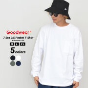 Goodwear グッドウェア ポケットTシャツ 長袖 ロンT メンズ レディース USAコットン 7オンス ヘビーウェイト 厚手 無地 2W7-8518 22v1041