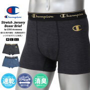 チャンピオン ボクサーパンツ メンズ 下着 前閉じ 吸汗速乾 抗菌防臭 Champion ストレッチジャージ メランジ ボクサーブリーフ Cロゴ champion-cm6q203