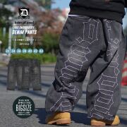 スーパーワイド デニムパンツ バギーパンツ ワイド ジーンズ メンズ バック刺繍 裾ドローコード付き 大きいサイズ ルーズ ゆったり 極太 おしゃれ ブランド DOP dpdt110