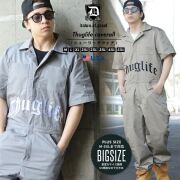 つなぎ オーバーオール メンズ 半袖 夏 大きいサイズ ワードワッペン＆刺繍 作業服 作業着 DOP B系 ストリート系 ブランド dpst183