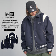 ニューエラ スタジャン メンズ ウール 中綿 アウター NEW ERA メルトン ヴァーシティジャケット MLB Apparel ニューヨーク・ヤンキース ネイビー nejdp1101