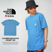 ザ・ノースフェイス THE NORTH FACE ポケットTシャツ ポケT メンズ ブランド ボックスロゴ 胸ポケット付き HERITAGE PATCH POCKET TEE ブルー USA企画 nftt036
