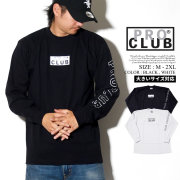 PRO CLUB プロクラブ ロングTシャツ メンズ 大きいサイズ 長袖 ボックス ロゴ b系 ヒップホップ ストリート系 ファッション 服 通販 pbtt002