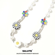 SALUTE ×EVAE+MOB サルーテ×エバーモブ スマイリー ネックレス メンズ レディース Flower Anarchy Necklace 秋冬 新作 suat004