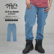 SHAKA WEAR シャカウェア デニムパンツ ジーンズ メンズ 13.0 OZ DENIM JEANS ストーンウォッシュ ライトブルー swdt010