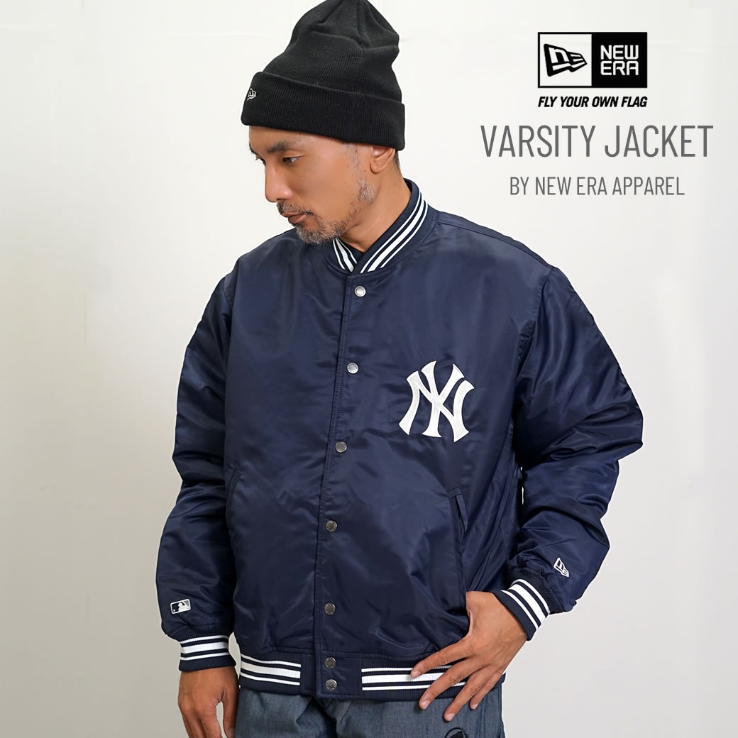 ニューエラ スタジャン スタジアムジャンパー メンズ 中綿入り アウター NEW ERA ナイロン バーシティジャケット MLB ニューヨーク・ヤンキース ネイビー nejdp1001