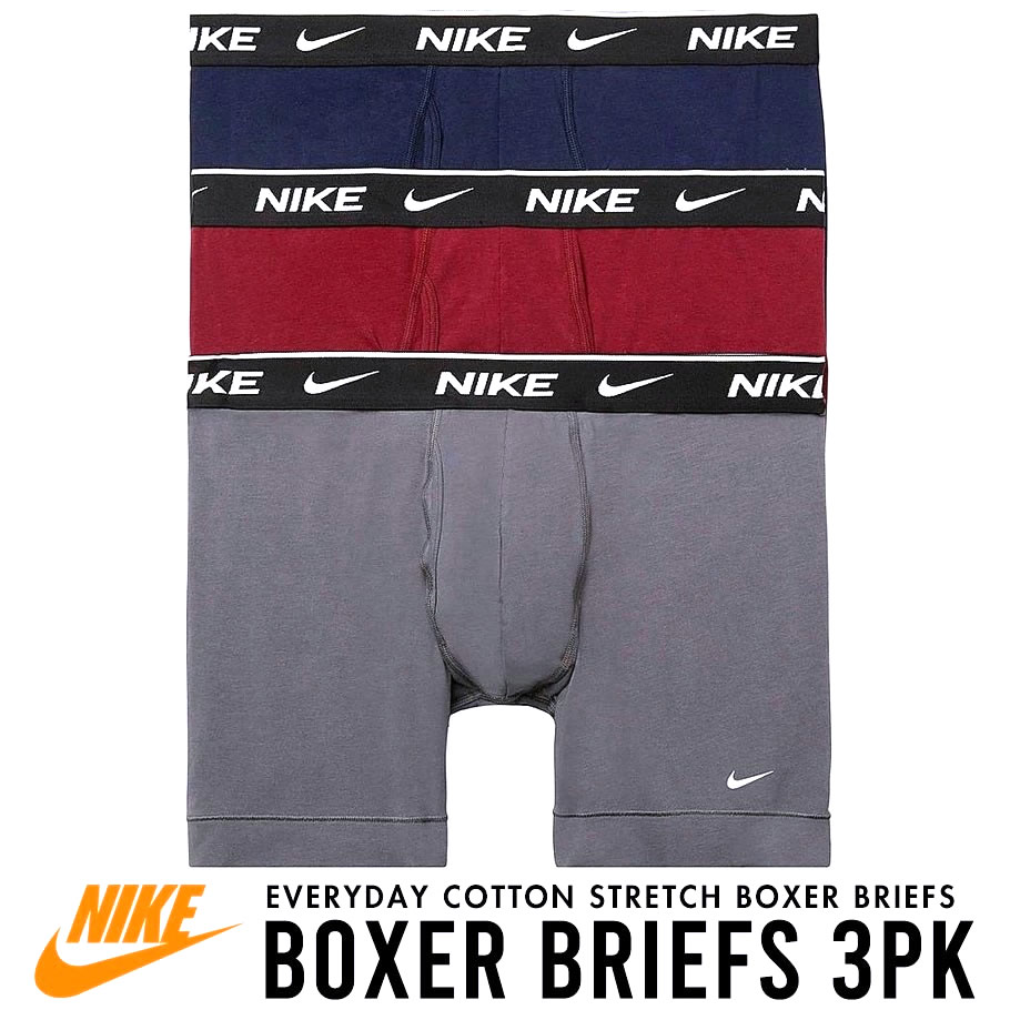 Nike ナイキ ボクサーパンツ メンズ アンダーウェア 下着 3枚組 白 黒 灰 Usaモデル Everyday Cotton Stretch Boxer Briefs 3 Pack Ke1107 ファッション メンズ カジュアル ストリート系 B系ファッション 通販