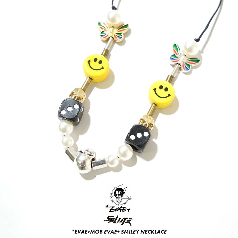SALUTE ×EVAE+MOB サルーテ×エバーモブ スマイリー ネックレス メンズ レディース EVAE Smiley Pearl Necklace 秋冬 新作 suat002