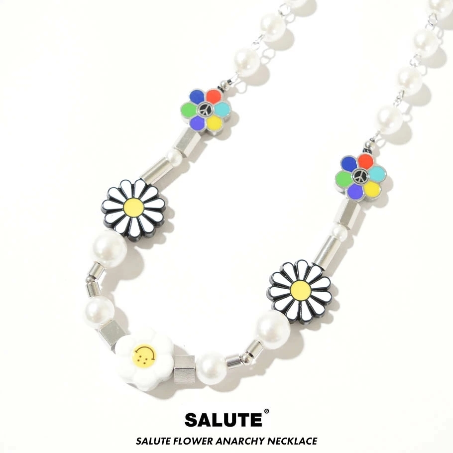 SALUTE ×EVAE+MOB サルーテ×エバーモブ スマイリー ネックレス メンズ レディース Flower Anarchy Necklace 秋冬 新作 suat004